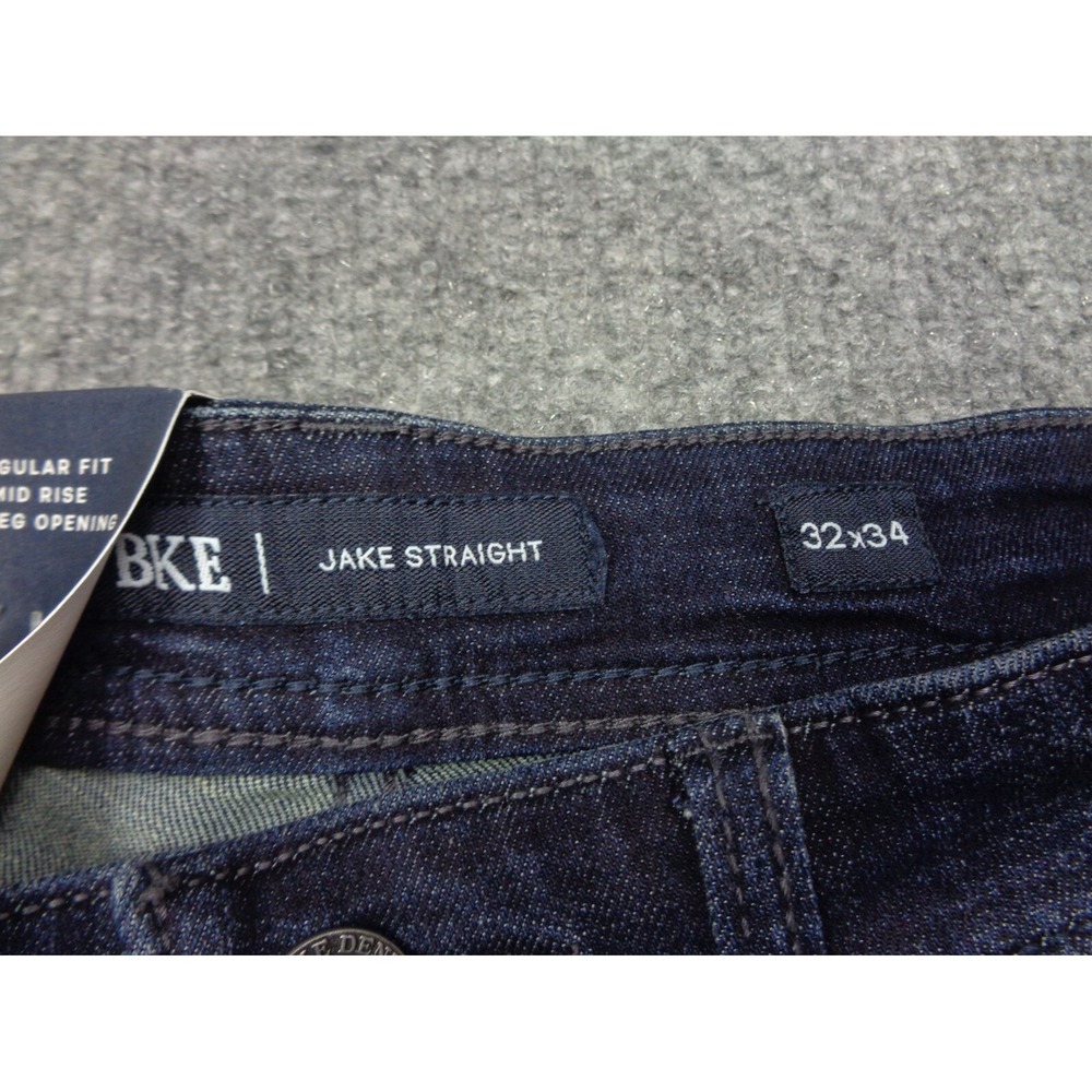 BKE Jean Men 32x34 Blue Jake Straight Buckle Denim Stretch Thick Stitch Werstern - Picture 6 of 13